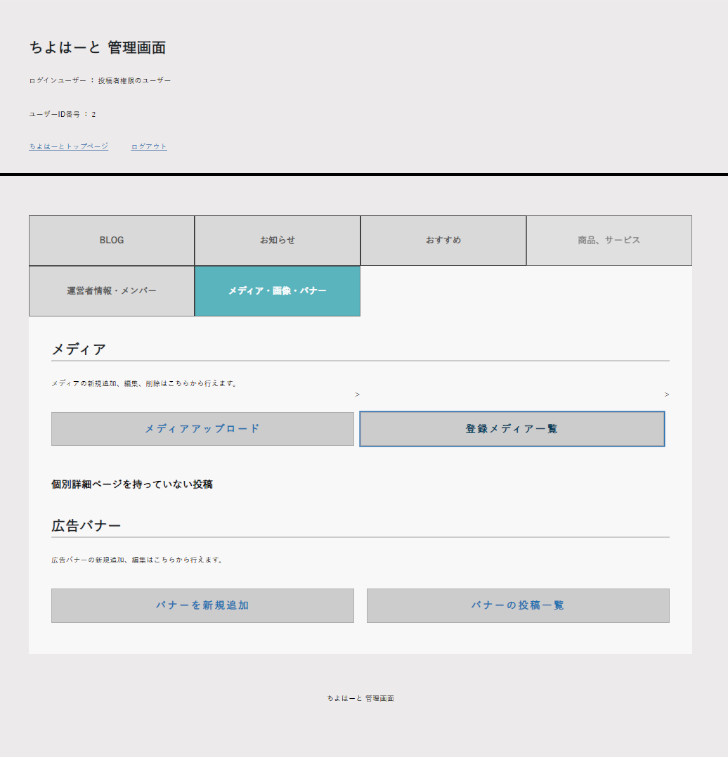 投稿者権限のカスタム管理画面